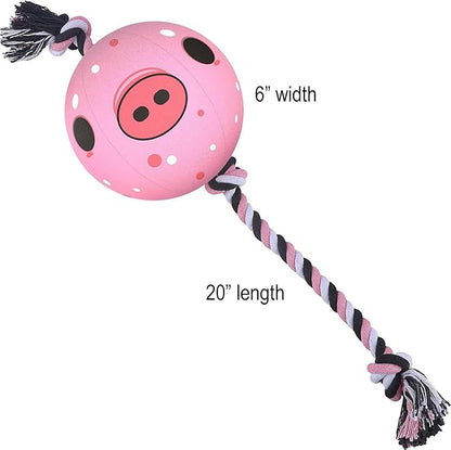 Piggy Poo and Crew Interactive Pig Ball & Tug Rope Combo Pack for Dogs Puppies Pigs Small Animals
