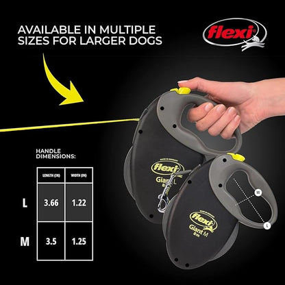 FLEXI Giant Tape Retractable Dog Leashes for Medium Dogs Upto 55 lbs. – 26 ft., Black | Tangle Free Pet Walking Leash with One-Handed Brake, Pause, Lock|German Quality Product
