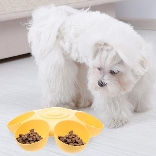 Decorative Pet Food Bowl Flower Design Multi-Puppy Feeder for Cats and Dogs Dining and Treats