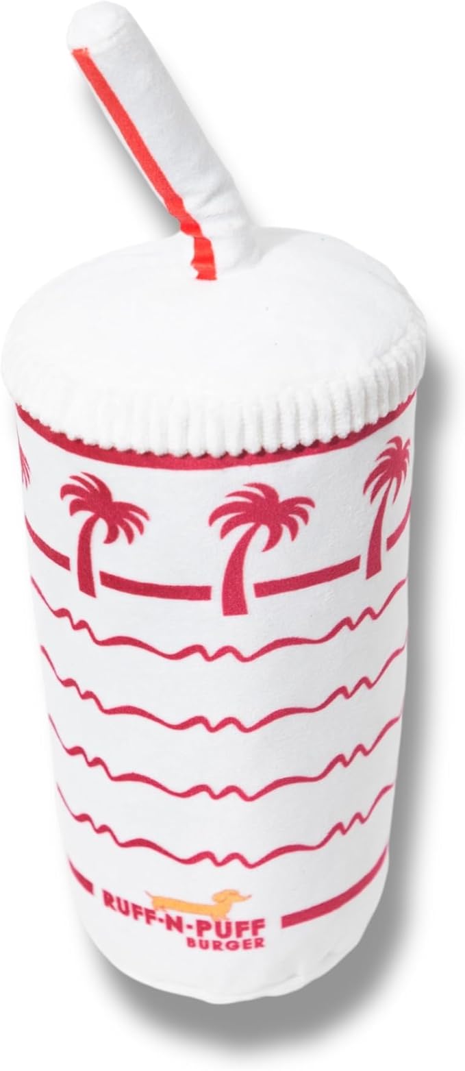 RUFF PUFF Palm Cup Dog Toy - Parody Plush Squeaky Crinkle Pet Toy - Puppy Toys Dog Birthday