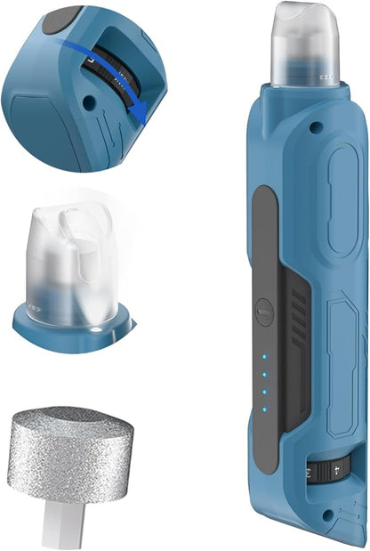 PAPIFEED 6-Speed Dog Nail Grinder Quiet, Silent Groom Pro with 2 LED Lights & Dust-Proof Cover, Nail Grinder for Large/Medium/Small Dogs & Cats, Rechargeable Type-C Charging - Blue