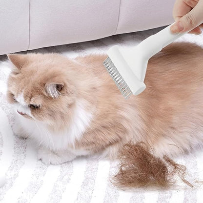 Cat Brush, Pet Hair Removal Tool, Lightweight Deshedding Dog Brush,Cat Brushes for Indoor Cats,Dematting Comb for Dogs Cats,Remove Loose Hair,Pet Grooming Undercoat Rake(White)