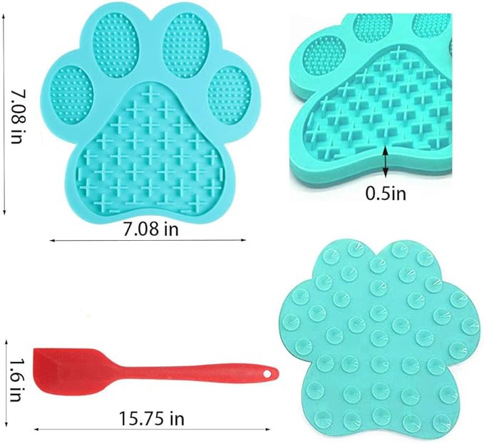Dog Licking Mat for Anxiety Peanut Butter Slow Feeder Bowls Licking Pad with Strong Suction to Wall for Pet Bathing,Grooming,and Dog Training (Light Blue)