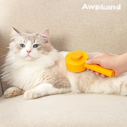 Cat Brush, Gentle Self Cleaning Pet Brush with Release Button for Cats and Dogs, Easy to Remove Loose Hair Daily Grooming Tool During Shedding Season
