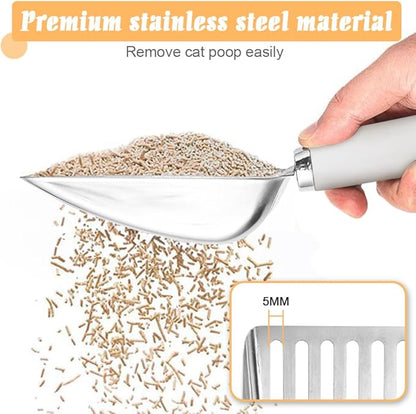Cat Litter Scoop - Stainless Steel Metal Cat Litter Scoop-Sturdy Mesh Scooper - Mesh Shovel-Easy to Clean - Suitable for Cat Litter Box -Grey White-Christmas