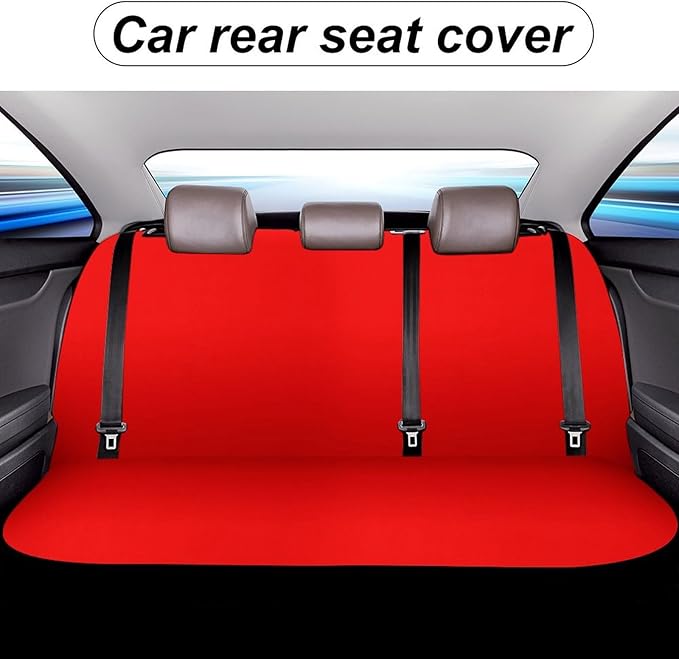 Women's Car Seat Cover, Padded Rear Bench Universal Fit Auto Soft Back Seat Cover, Dirt Proof Dog Car Back Seat Cover Compatible with Red