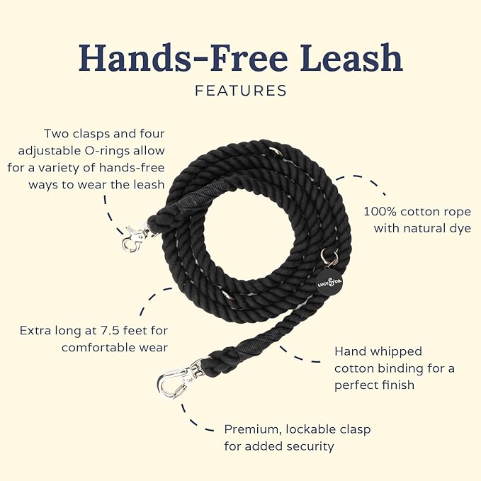 Midnight Hands-Free Rope Leash