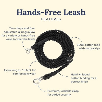 Midnight Hands-Free Rope Leash