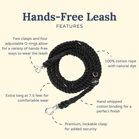 Midnight Hands-Free Rope Leash