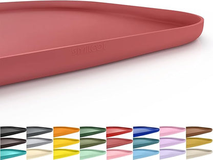 Silicone Pet Food Mat with Raised Edge for Food and Water Bowl, Dog Feeding Mats, Cat Food Trays for Floor Waterproof, Rubber Tray for Dogs and Cats, 19 x 12 x 0.7 Erythrinus