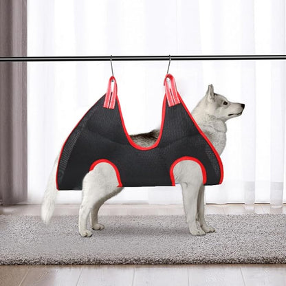 Cat Grooming Hammock Bed, Breathable Hanging Pet Bed with Comfortable Suspended Design, Medium Black-red for Cats and Small Dogs