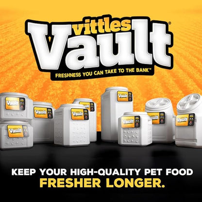 Vittles Vault Traditional Pet Food Storage Container For Dog Kibbles/Bird Seed/Oatmeal/Rice/Flour/Cereal, BPA Free Plastic, Sealed Airtight For Cat Food, Up To 50 lb, Made in USA, With Scoop, Gray