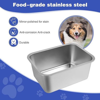 3 Gallons Large Dog Water Bowl, Stainless Steel Metal Dog Bowls, Large Capacity Pet Food Bowl Water Dish for Indoor and Outdoor Universal for Medium to Giant Dogs