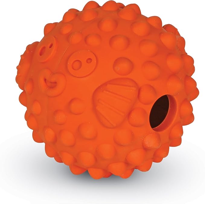 Brightkins Tough & Tumble Treats Dispenser Small Pufferfish - Enrichment Dog Toys for Aggressive Play, Gift for Puppies