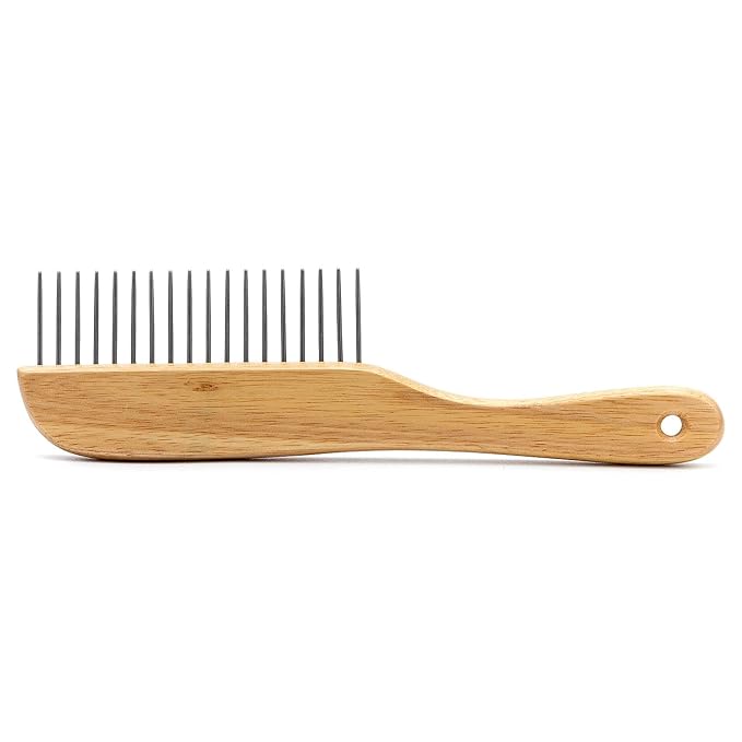 Jeffers Pet Wood Handle Grooming Comb for Dogs, Cats & Puppies – Fine Tooth Detangler for Curly, Long, or Thick Hair – Professional Wooden Handle Comb for Goldendoodle, Shih Tzu, and Poodle Coats
