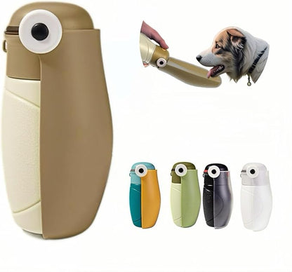 Dog Water Bottle Portable Puppy Travel Foldable Water Bottle Leak Proof Water Dispenser for Pet Cats Walking Hiking Travel Food Grade Plastic-Khaki 16 oz