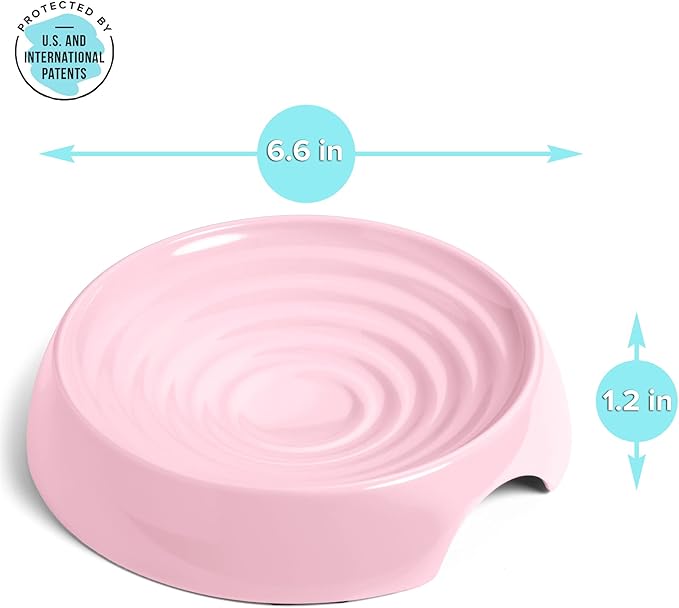 CatGuru Cat Bowls, Whisker Friendly Food Bowl for Indoor Cats, Reliefs Whisker Fatigue, Wide Kitten Dish, Non Slip Pet Dishes, Shallow Pet Plates (Pink, (Pack of 2))