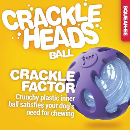 JW Pet Crackle Heads Ball Dog Toy [Set of 3] Size: Medium (8" H x 3" W x 3" L), Color: Green