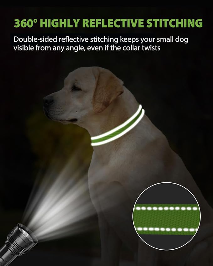 Joytale Extra Large Dog Collar, Wide Double-Sided Reflective Nylon Collar for Night Safety, Adjustable Quick-Release for Gentle Giants, Green, XL (1 1/4" Width)
