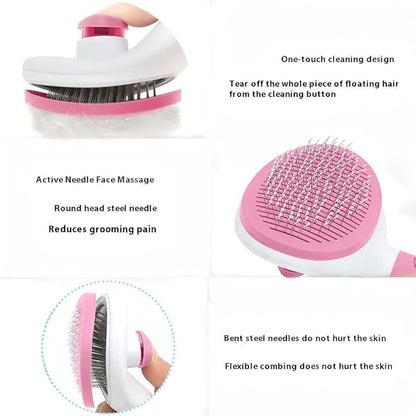 Dog Cat Shedding Brush, Self Cleaning Deshedding Tool for Undercoat, Grooming Rake for Long Short Hair Pets, Skin Friendly Fur Remover