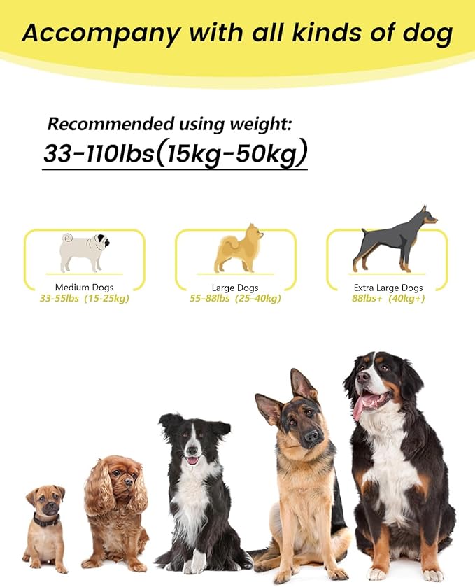 Hands Free Dog Leash & Car Seatbelt, 5.9-9.5ft Crossbody Dog Belt with Dual Soft Handles, Shock-Absorbing, 360° Clip, Reflective Design for Walking, Running, Hiking, Travel.(Yellow)