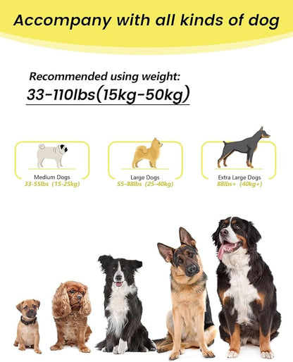 Hands Free Dog Leash & Car Seatbelt, 5.9-9.5ft Crossbody Dog Belt with Dual Soft Handles, Shock-Absorbing, 360° Clip, Reflective Design for Walking, Running, Hiking, Travel.(Yellow)