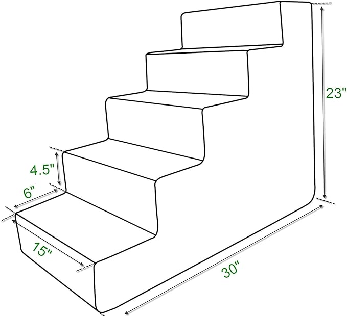 Best Pet Supplies Dog Stairs & Steps - Foam Steps for Small Dogs & Cats, Non-Slip Indoor Balanced Pet Step Support, Dog Ramp, No Assembly, Paw Print on Beige, 5-Step (22.5-inch Height)