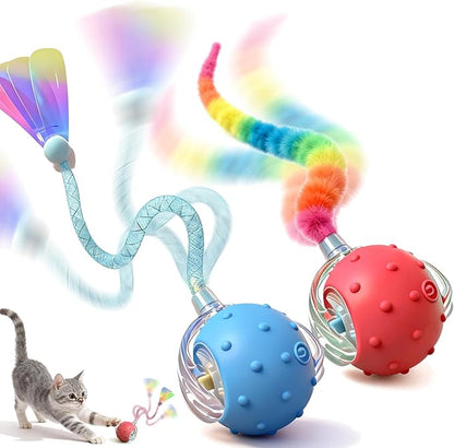 Interactive Cat Toys for Indoor Cats with 3 Tails,Automatic Moving Kitten Toys,Cat Toys for Bored Indoor Adult Cats,Smart Rechargeable Cat Enrichment Toys for Cats to Keep Them Busy, Pet Toy Cat Ball