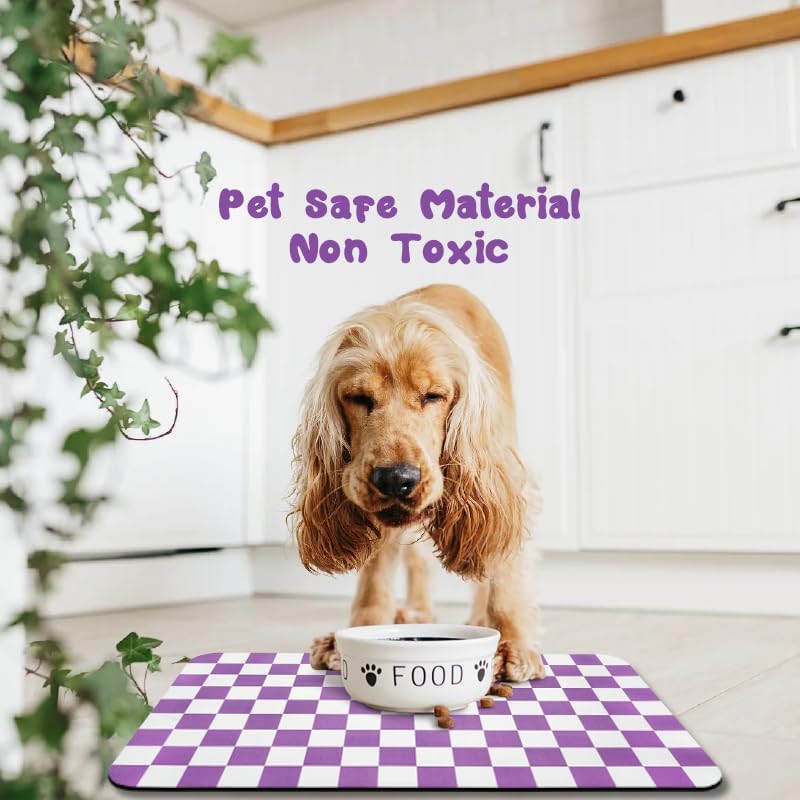Dog Food Mats for Floors Waterproof, Pet Water Bowl Mats Pet Feeding Absorbent Placemats Plaid 12 * 20 inch - Image 7