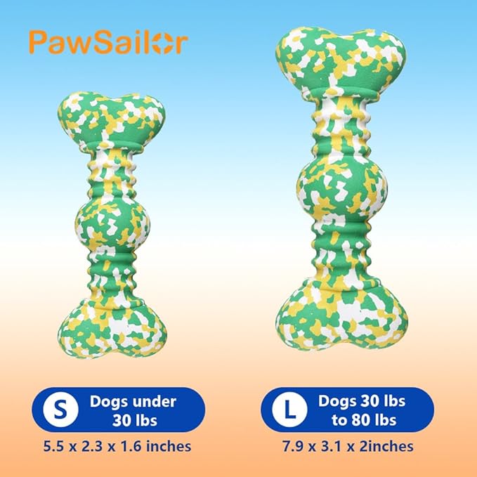 Dog Chew Toys for Aggressive Chewers, Safe Bamboo Fiber & Nature Rubber-Partially Degradable,Teething Cleaning Toys for Small Medium Large Dog Breeds Green L