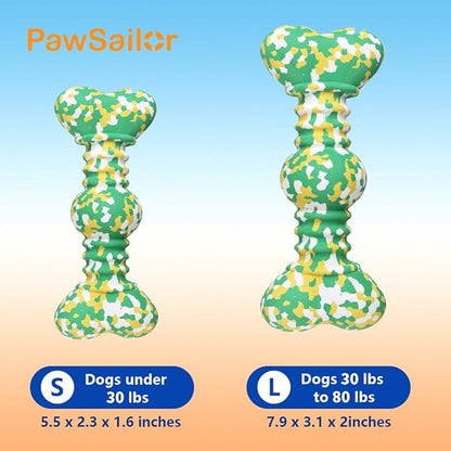 Dog Chew Toys for Aggressive Chewers, Safe Bamboo Fiber & Nature Rubber-Partially Degradable,Teething Cleaning Toys for Small Medium Large Dog Breeds Green L