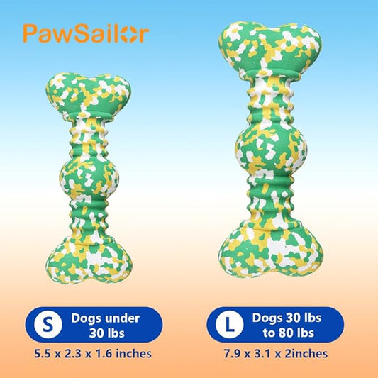 Dog Chew Toys for Aggressive Chewers, Safe Bamboo Fiber & Nature Rubber-Partially Degradable,Teething Cleaning Toys for Small Medium Large Dog Breeds Green L