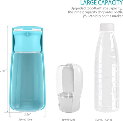 SOICTA Portable Dog Small Animals Water Bottle for Walking 19 OZ or 12 OZ Pet Water Bottles for Puppy Medium Large Dogs Little Animals Water Dispenser Dog Small Animals Water Bowl