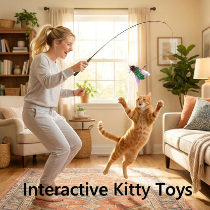 Feather Cat Toy Attachments - 2 Pcs Handmade Simulation Insects Natural Small Flies - Cat Toy Wand Refills - Mini Insects Cat Lures Wand Attachment Replacement for Kitty Kitten Indoor - Image 6