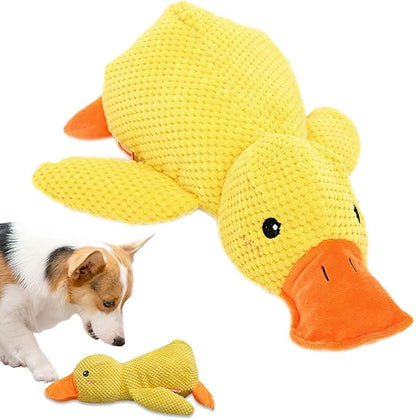 2024 New Quack-Quack Duck Dog Toy, Durable The Mellow Dog Calming Duck Dog Toy, Yellow Stuffed Dog Cat Pet Squeak Chew Toys for Dogs Indoor Puppy (A)