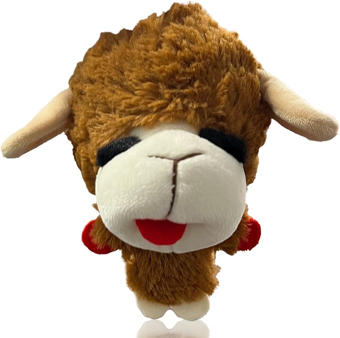 Multipet Knobby Noggins Dog Toy Lamb Chop | Lambchop Knobby Noggins Knobby | Noggins Squeaky Dog Toy Plush | 5" | Small/Medium Breed | Officially Licensed (Brown)
