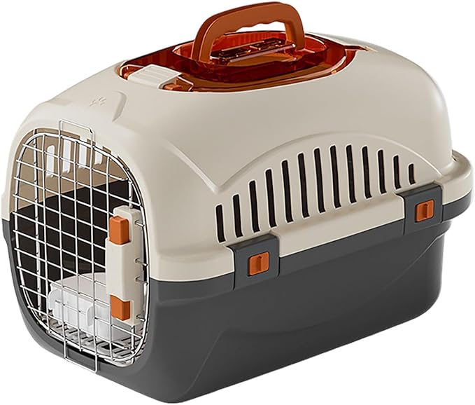 Detachable Pet Carrier for Small Animal, 2025 New Ventilated Plastic Dog Crates, Portable Hard-Sided Dog Crate with Handle for Puppies ＆ Cat Traveling, Hiking, Camping (Black)
