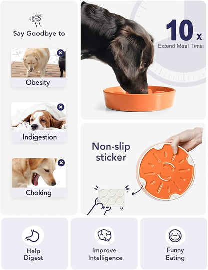 LE TAUCI Ceramic Slow Feeder Bowl, 1.5 Cups for Small Medium Breed Dogs, Puzzle Dish to Slow Down Eating for Fast Eaters