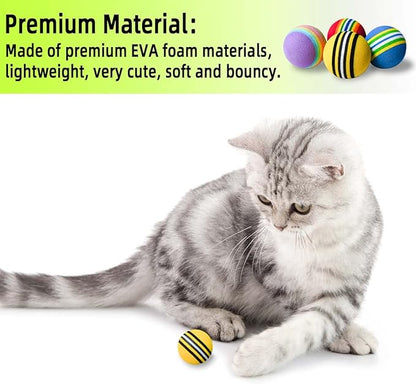 12 Pack Foam Cat Soccer Balls - Soft, Quiet, Interactive Toys for Kitten, Dog, Puppy - Indoor Activity Play, Chase, Training, Chewing