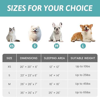 Cat Bed with Hooded Blanket, Round Fluffy Anti-Anxiety Pet Bed for Cats/Toy Breed Dogs, Cozy Donut Cuddler with Machine Washable Faux Fur & Anti-Slip Bottom(20"×20"×6",Cream)