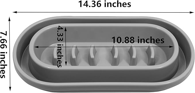 Ant Proof Slow Feeder Cat Dog Bowls, No Ants Anti-Slip No Spill Cat Dog Pet Slow Feeder Food Water Bowls Dish for Cats Small to Medium Size Dogs by With You6688 (Grey)