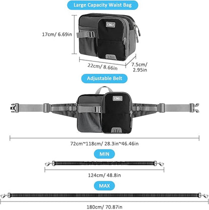 ETACCU Hands Free Dog Leash with Phone Pouch, Water Bottle Holder - Adjustable Waist Belt 19-38 Inch Belt Leash for Running, Reflective Shock Absorbing 48"-70" Extendable