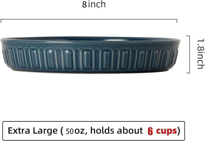 Fun Elements Shallow Dog Bowls, 8" Ceramic Dog Food Plate for Small and Medium Breeds, Non-Slip, Flat and Wide, Dishwasher Safe, Suitable for Puppies and Kittens (Blue)