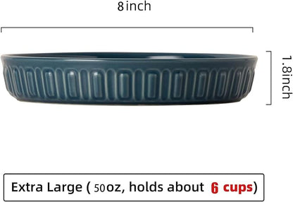 Fun Elements Shallow Dog Bowls, 8" Ceramic Dog Food Plate for Small and Medium Breeds, Non-Slip, Flat and Wide, Dishwasher Safe, Suitable for Puppies and Kittens (Blue)