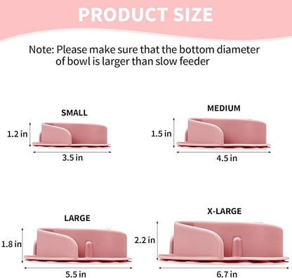 Slow Feeder Dog Bowls Insert, Bestalk Soft Silicone Slow Eating Feeder Insert with Suction Cups for Small, Medium and Large Dogs, Fit into Basic and Elevated Dog Bowls, Pink
