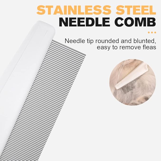 Pet Hair Comb, 2025 New Multifunctional Pet Grooming Brush Pet Hair Comb Tear Stain Removal, Fine-Tooth Stainless Grooming Massage Comb Stainless for Small Dogs Puppies