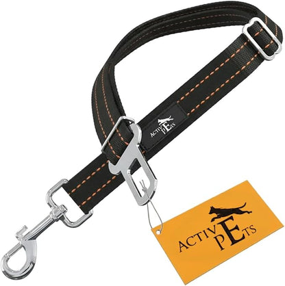 Active Pets Orange Car Seat Belt for Dogs, Attaches to Harness & Collar, Adjustable 18" - 24" Travel Restraint System Fits Small - Large Pups for Safety & Comfort, Essential Pet Supplies & Accessories