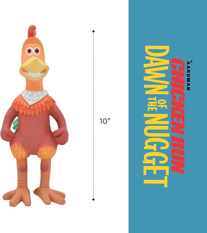 Multipet Chicken Run Rocky Latex Dog Toy - Durable Squeaky Toy for All Dogs - Easy-to-Clean Latex Squeaky Toys - for Cuddling, Chewing & Playing (10")
