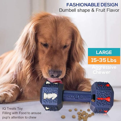 Dog Chew Toys for Aggressive Chewers Indestructible Dog Toys Tough Natural Rubber Dumbbell Toy for Small Medium Large Dogs XLarge Blue