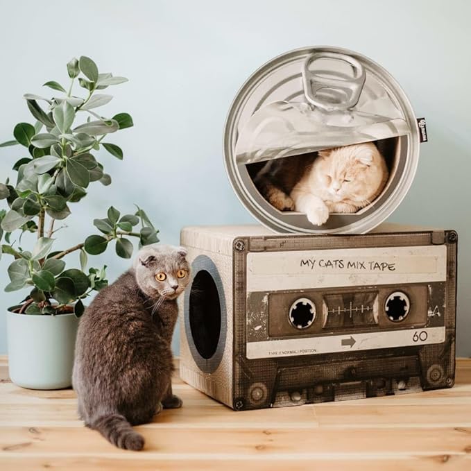Mixtape Cardboard Cat Scratcher, Large (54 x 31 x 35 cm), Black